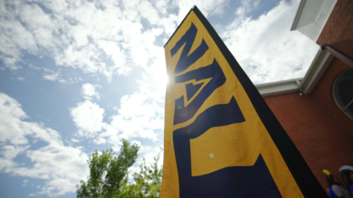 nau banner on campus